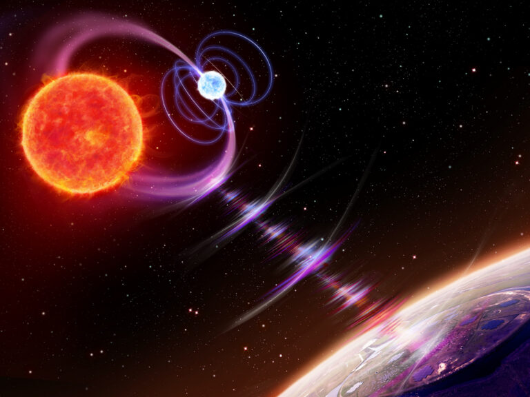 Artist's impression of white dwarf-red dwarf binary system