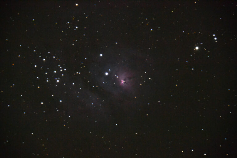 My first image of the Lagoon Nebula (M8) was effectively zoomed in so far that the object looked nothing like a lagoon. It was taken with a Nikon D3100 on my Celestron 8-inch SCT, with an exposure time of 30 seconds at ISO 3200.