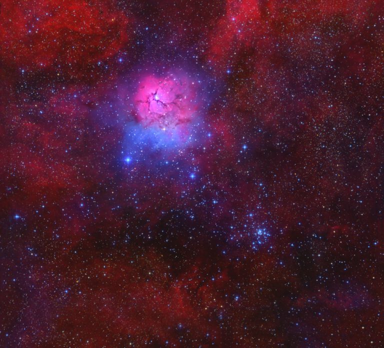 Autoguiding can take your astrophotography to the next level, as exemplified in this 6.5-hour exposure of the Trifid Nebula (M20). Here, the nebulosity stands out in all its glory among perfect, round stars. The author took this shot with a 10-inch f/3.8 Newtonian and Atik 16200 CCD.